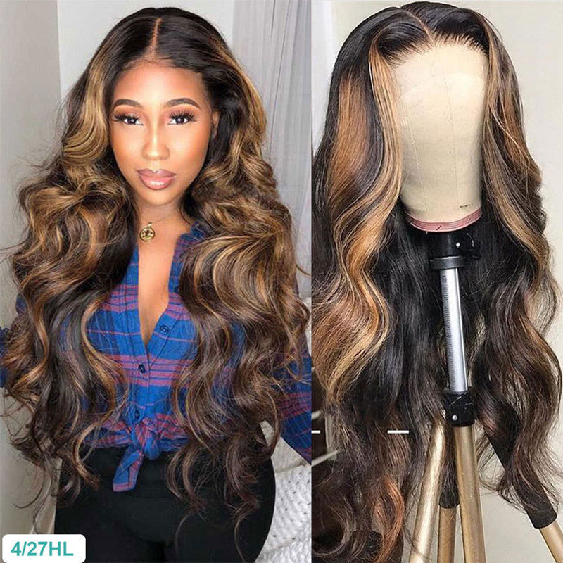 Wig Medium Dyed Gradient Gold Long Roll  Wigs