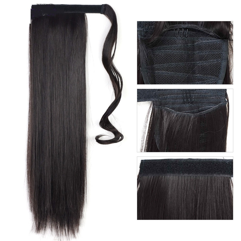 Long Straight Wrap Around Clip In Ponytail Hair Extension Heat  Tail  Hair