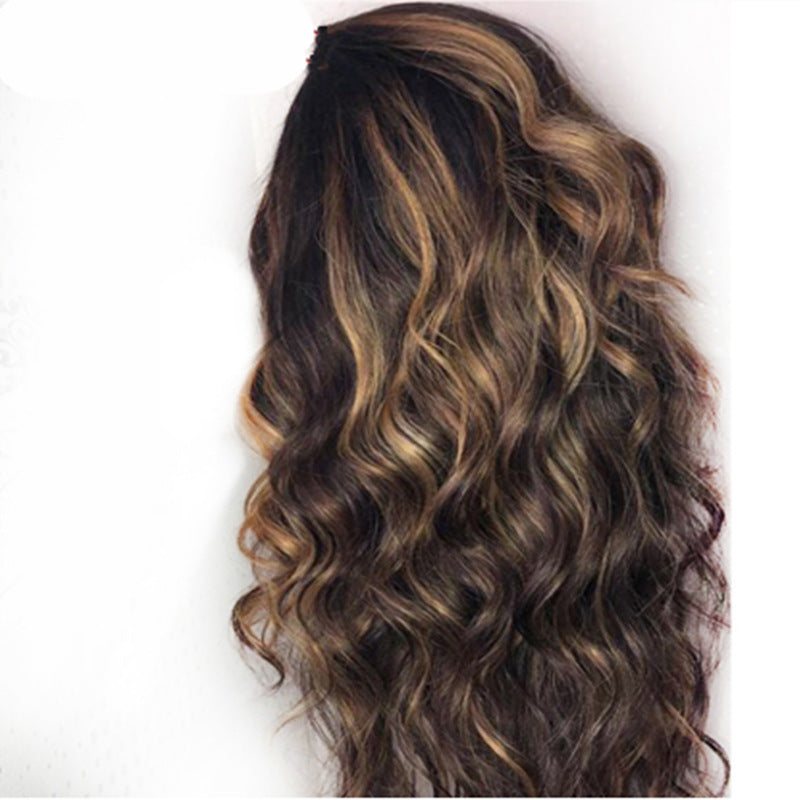 Wig Medium Dyed Gradient Gold Long Roll  Wigs
