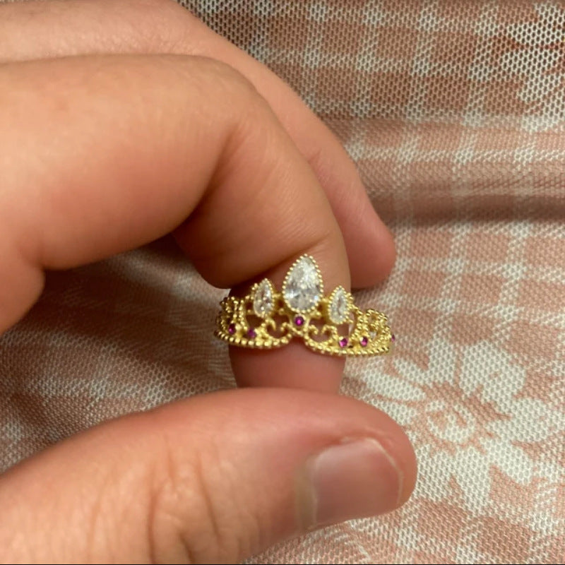 European And American Fashion Rhinestone Zircon Crown Ring