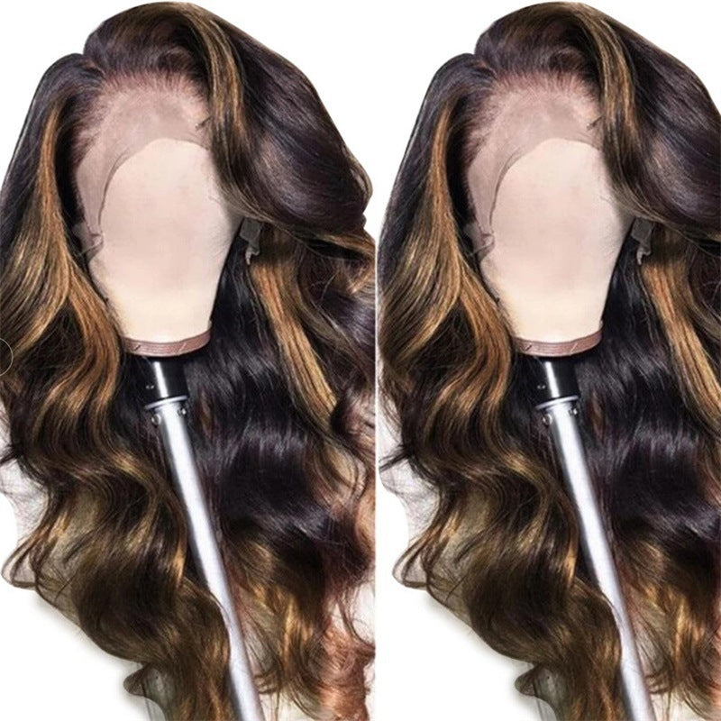 Wig Medium Dyed Gradient Gold Long Roll  Wigs