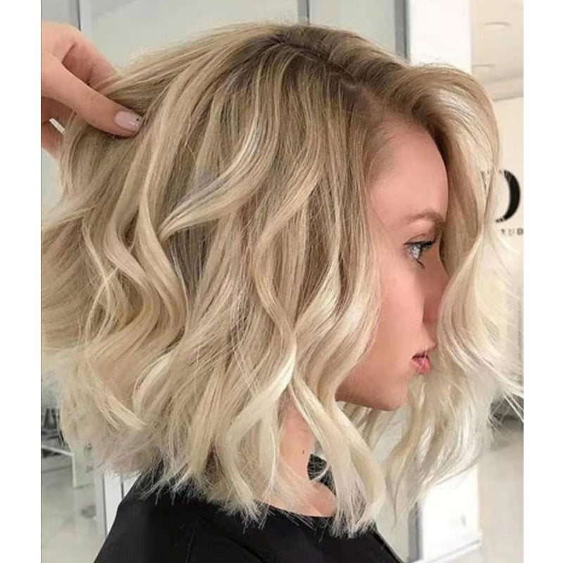 Women's Short Curly Hair Brown Mixed Gold  Wigs
