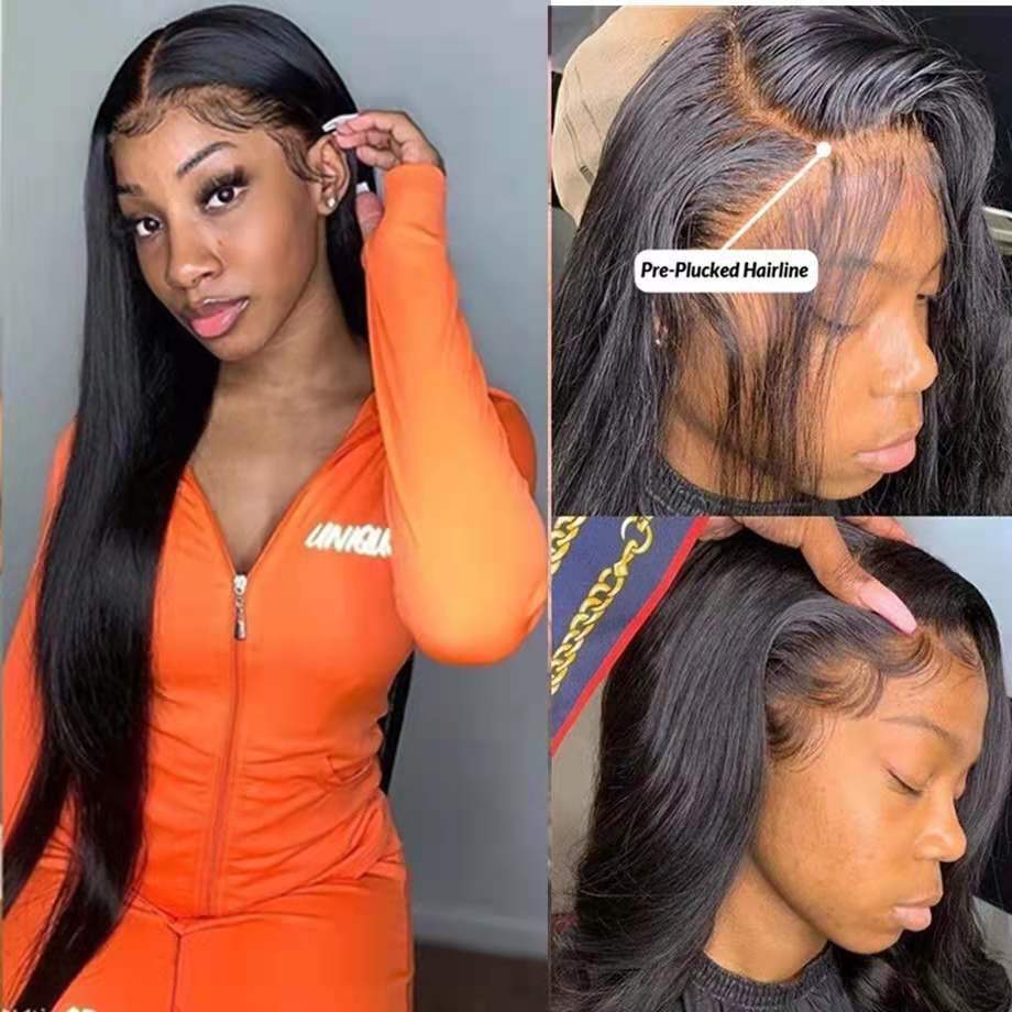 Mid-length Straight Hair Hand-woven Front Lace  Wigs