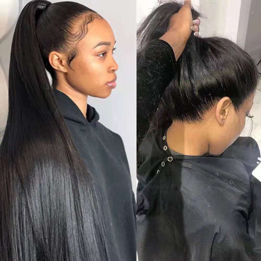 Mid-length Straight Hair Hand-woven Front Lace  Wigs