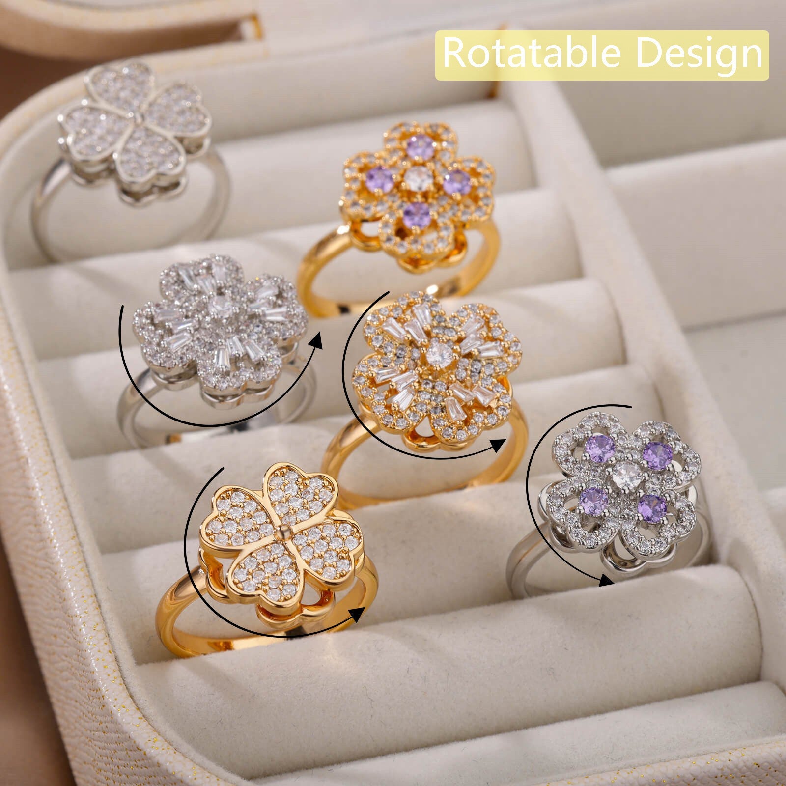 Rotatable Flower Rings