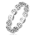 Stainless Steel Hollow Lucky Copper Coin Index Finger Ring Retro Couple Ring