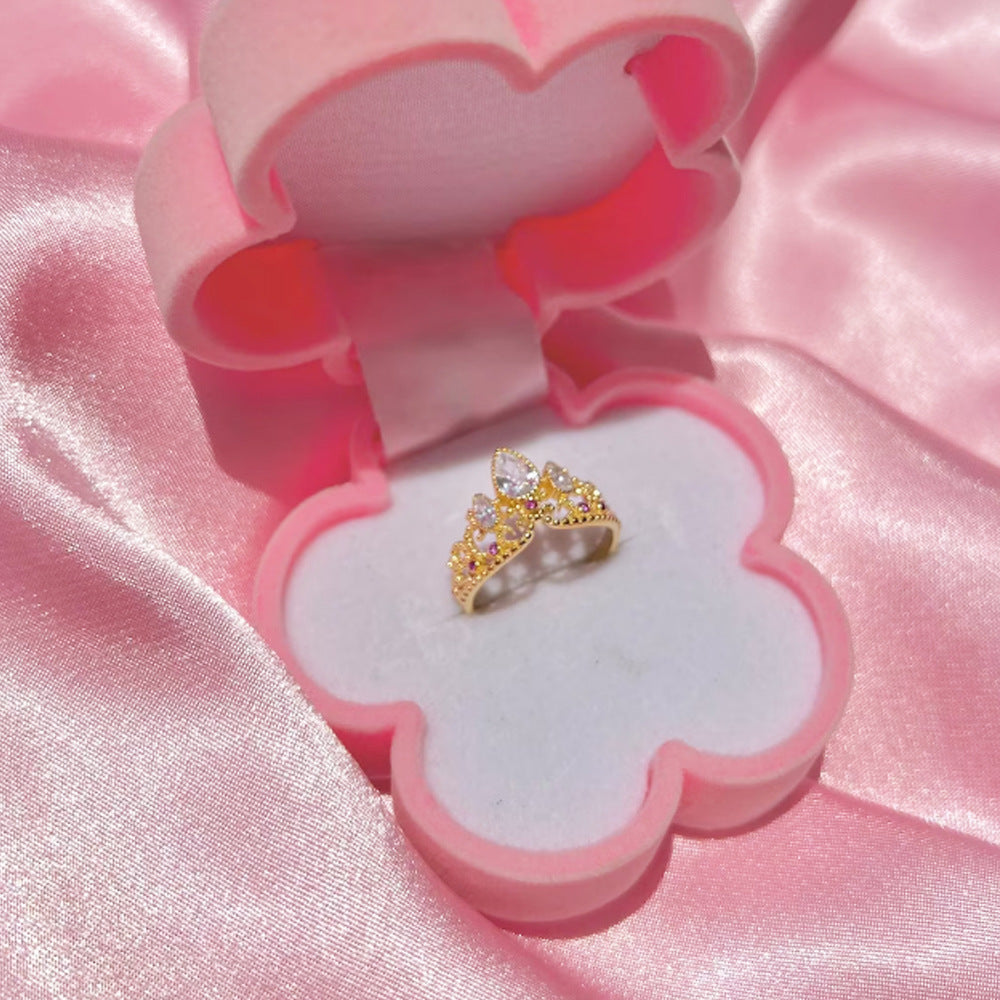 European And American Fashion Rhinestone Zircon Crown Ring