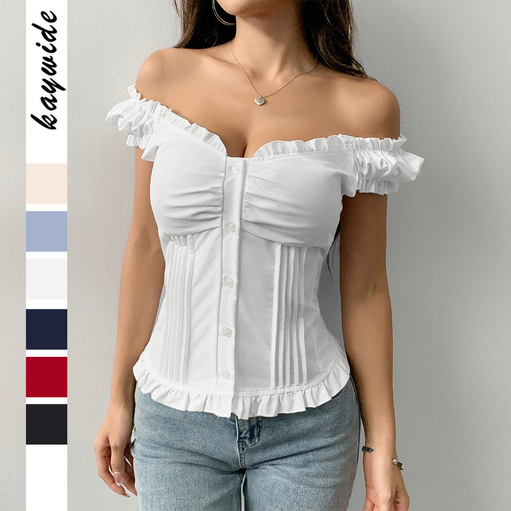 Women's Short-sleeved Wooden Ear Vest